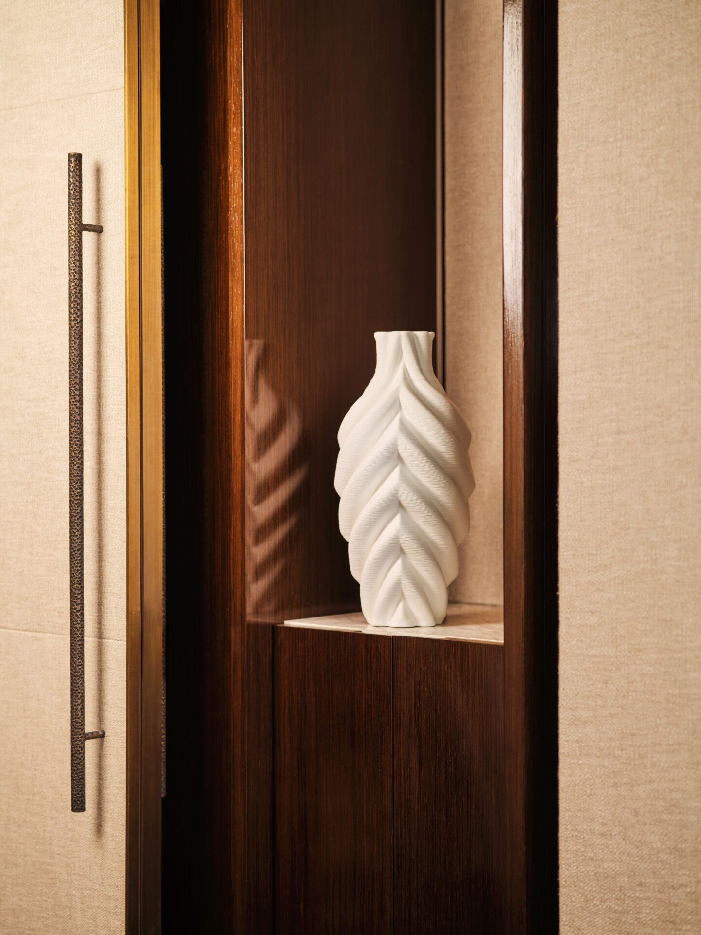 Images depicting The Lana Suite including living spaces, wardrobe and bathroom at The Lana, Dorchester Collection, Dubai.