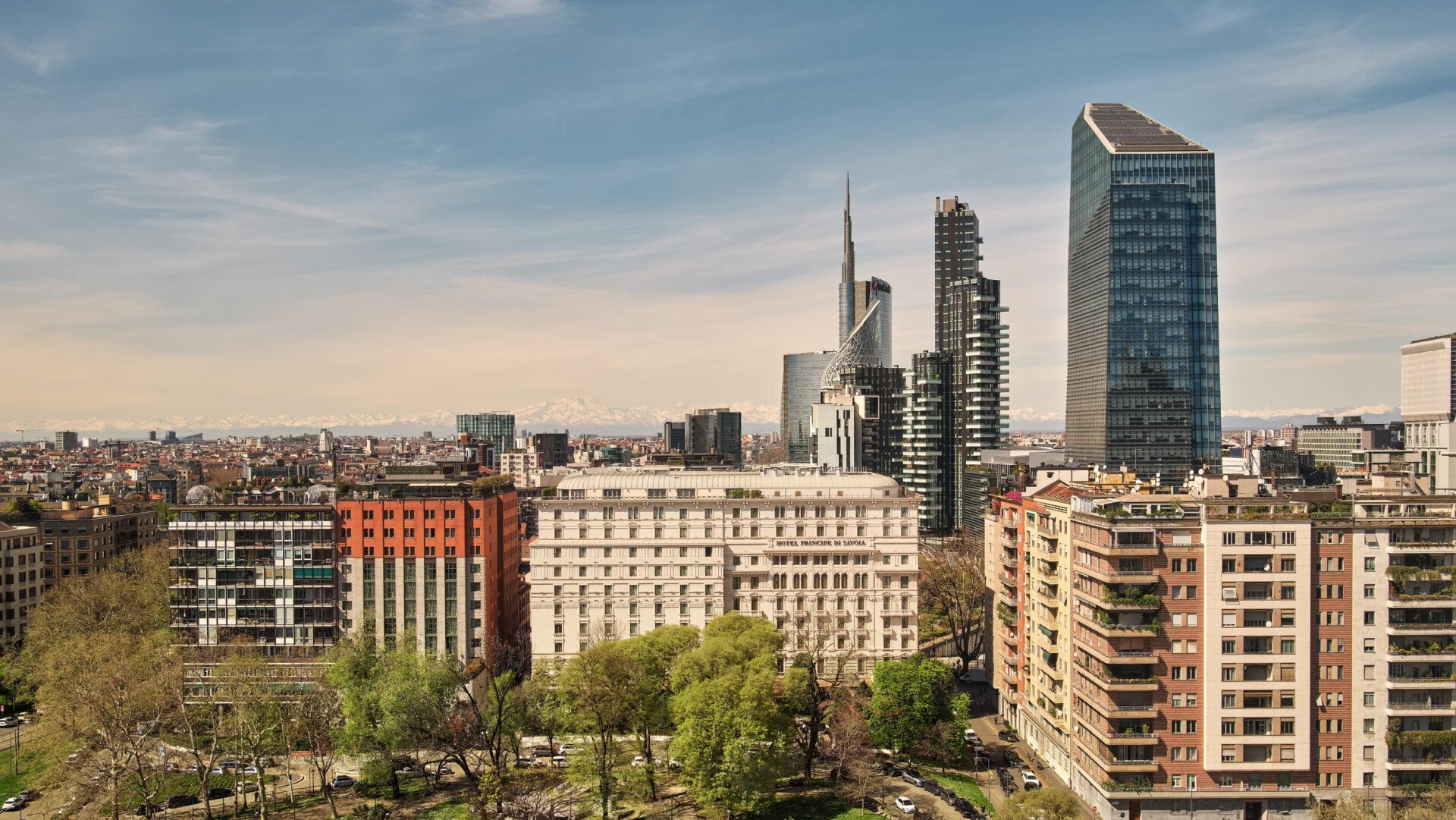 Hotel Facade and Porta Nuova district in the background