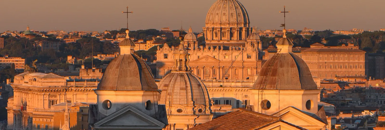 Sunset view of Rome and St Peter's Basilica