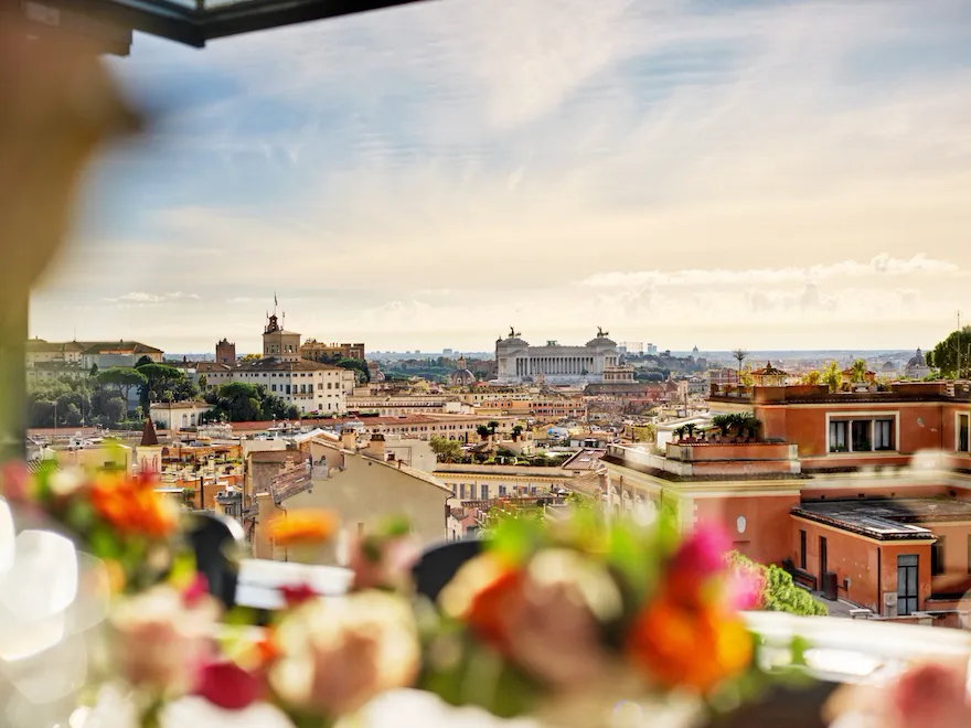 Panoramic view on Rome and Altare della Patria from La Terrazza