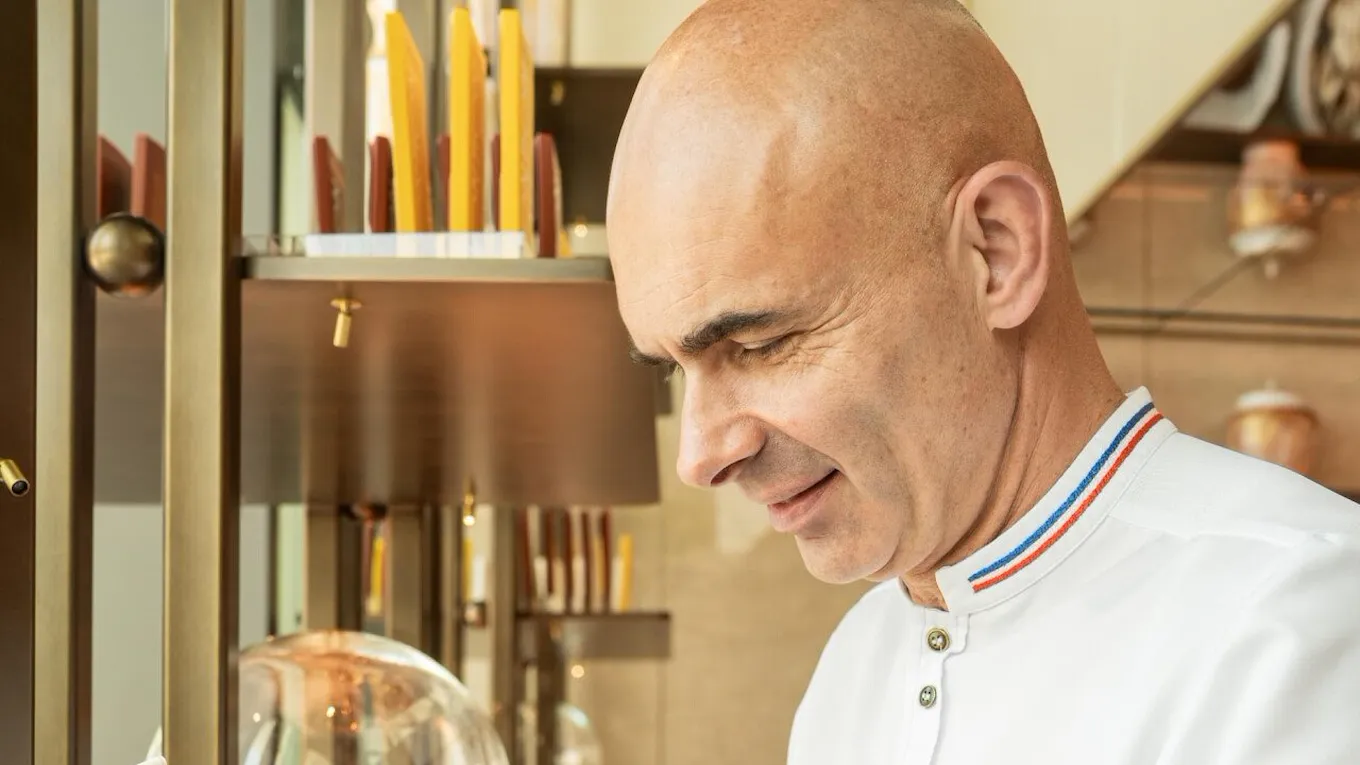 Images depicting pastries, team and interior details at Bonbon Café Angelo Musa located at The Lana, Dorchester Collection, Dubai.