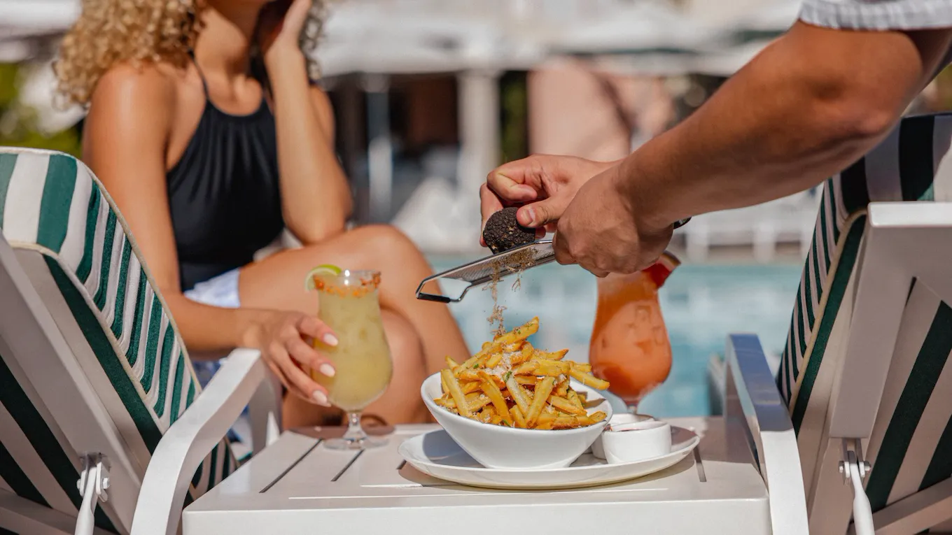 Poolside dining at The Beverly Hills Hotel, Beverly Hills
