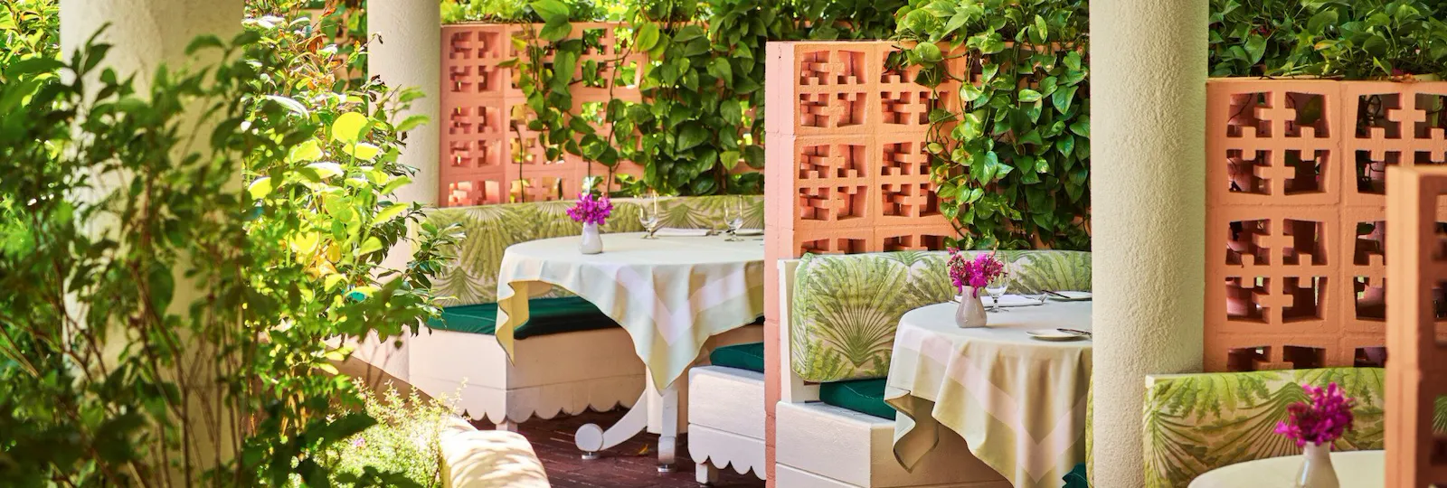 Polo Lounge booths on the patio