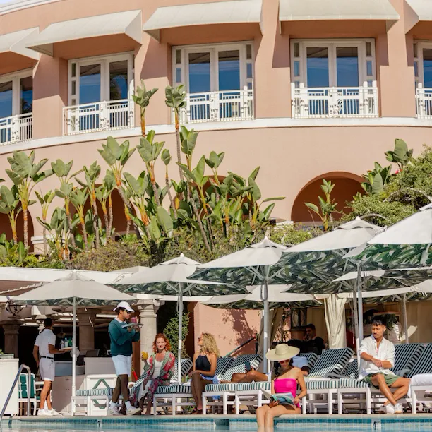 Poolside dining at The Beverly Hills Hotel, Beverly Hills