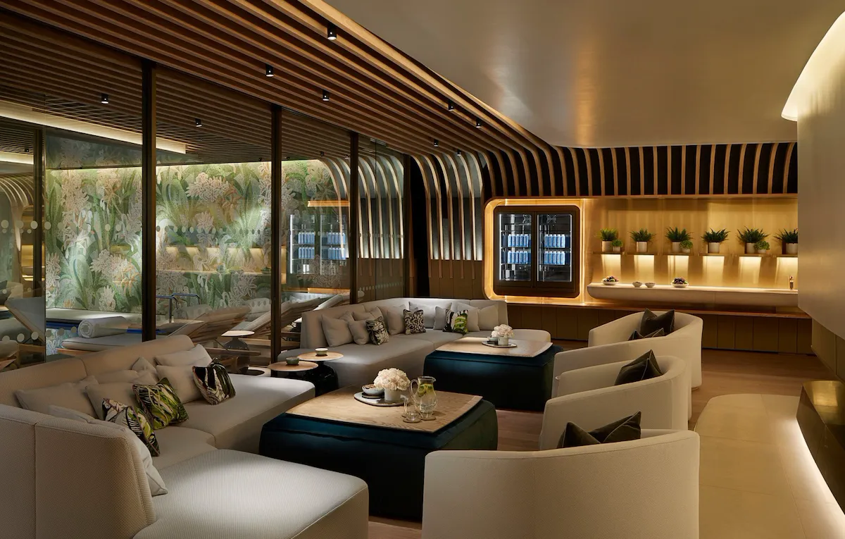 The Spa lounge seating area at Mayfair Park Residences London