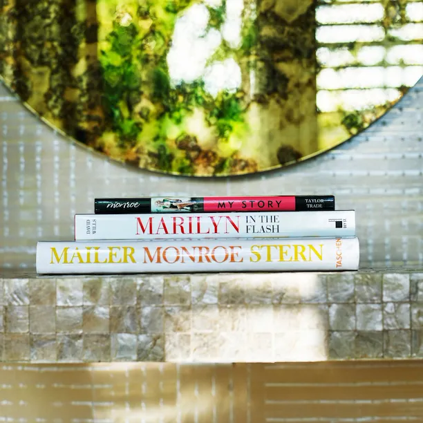 Marilyn Monroe books in Bungalow 1A at The Beverly Hills Hotel, Los Angeles