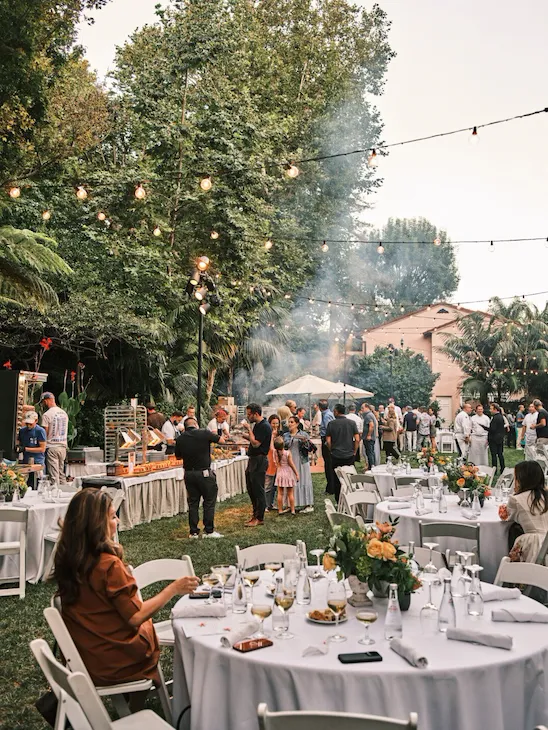 event layout with guests walking around