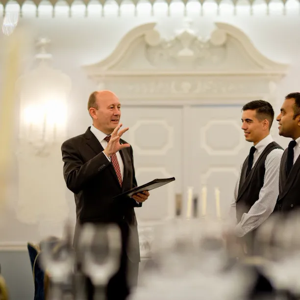 The Dorchester Events Operations Manager Joe Flattery team briefing