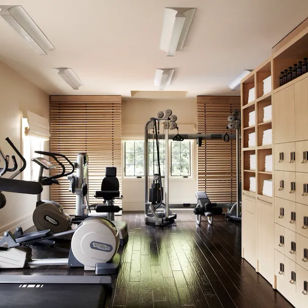 Inside the 24-hour Fitness studio at Hotel Bel-Air