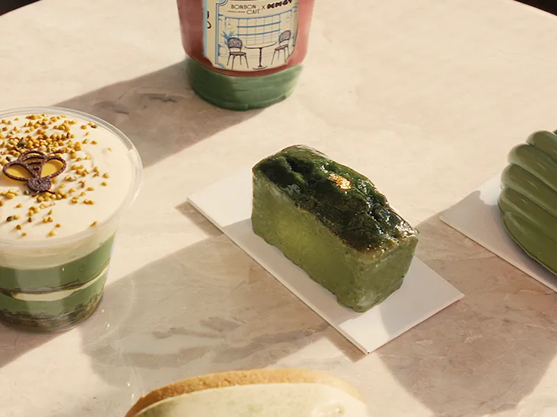 the selection of products for the Knot and Bonbon Cafe collab