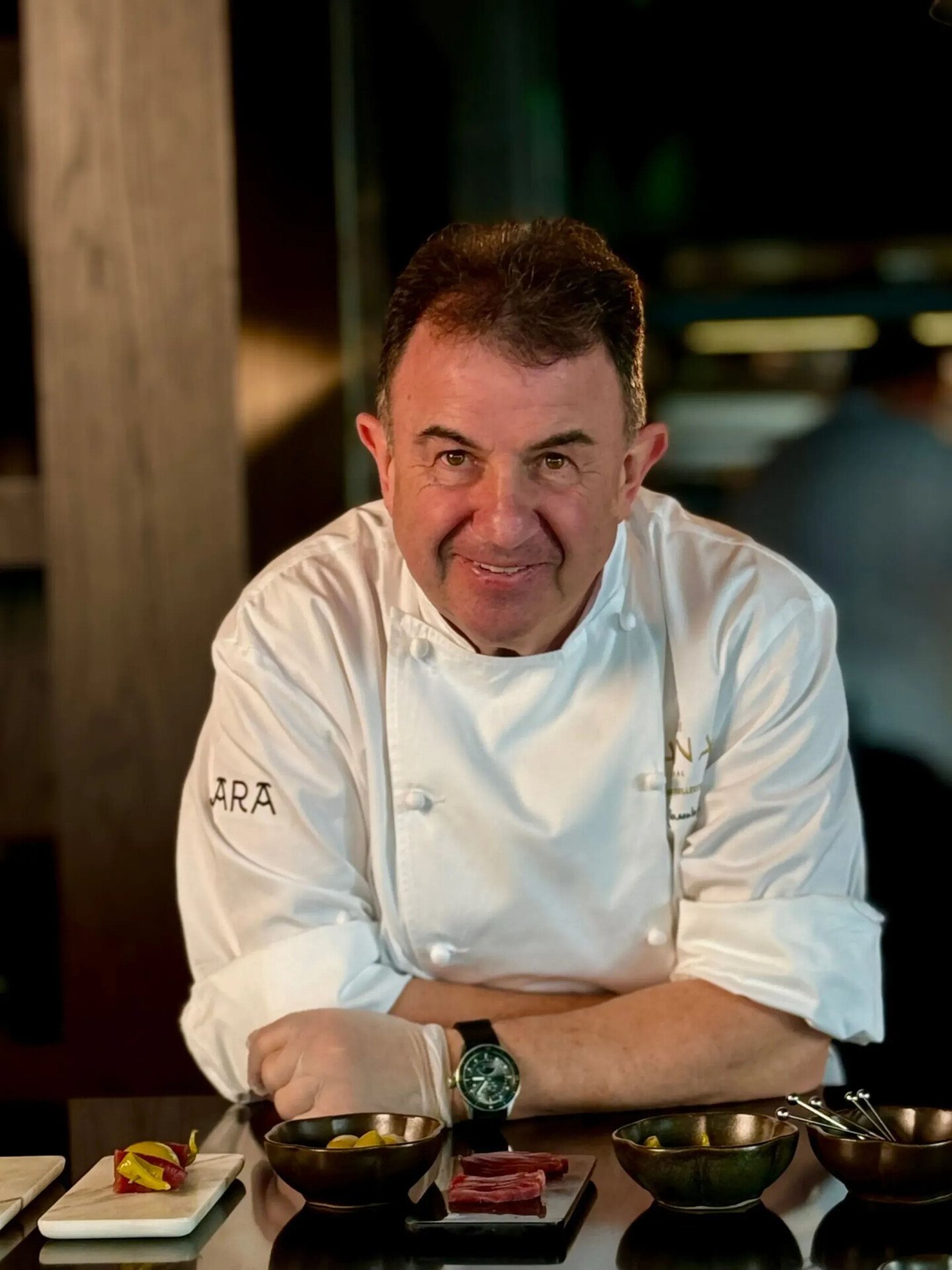 Chef Martín Berasategui and in action at Jara by Martín Berasategui located at The Lana, Dorchester Collection, Dubai.