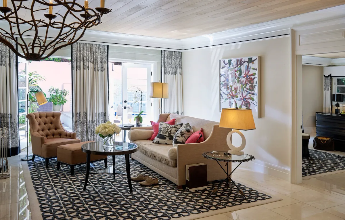 Stone Canyon Suite living room at Hotel Bel-Air, Los Angeles
