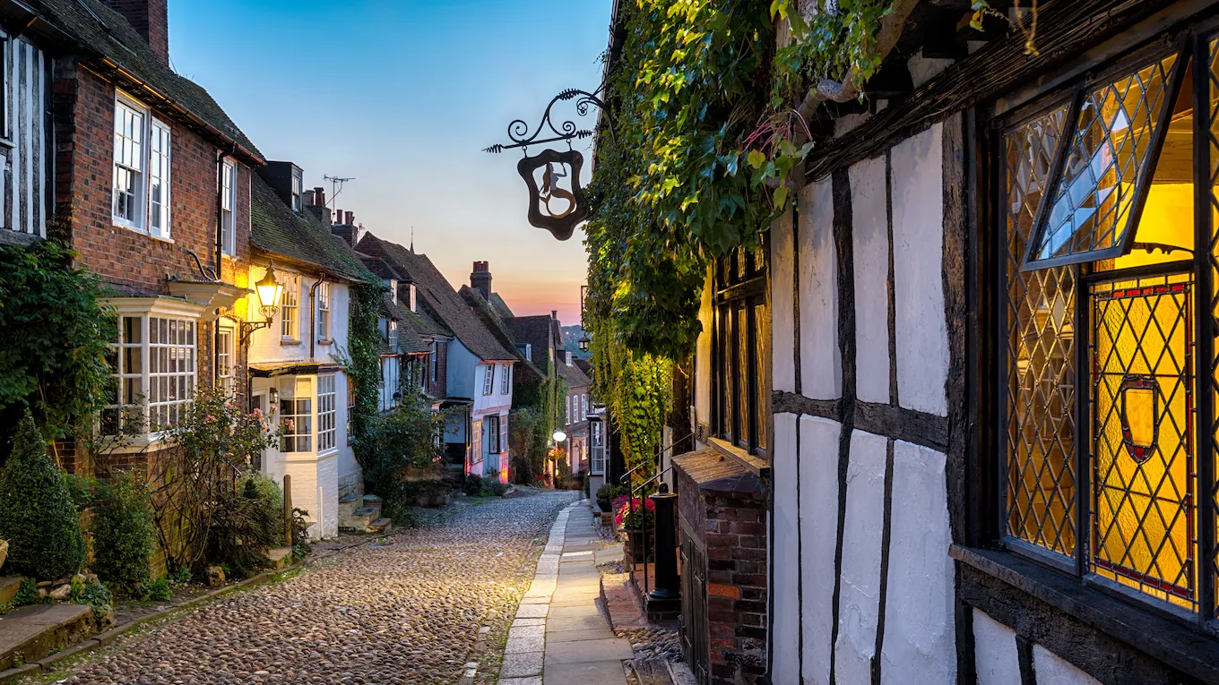 Charming Houses in Beautiful, Cobbled Mermaid Street, Rye, England
