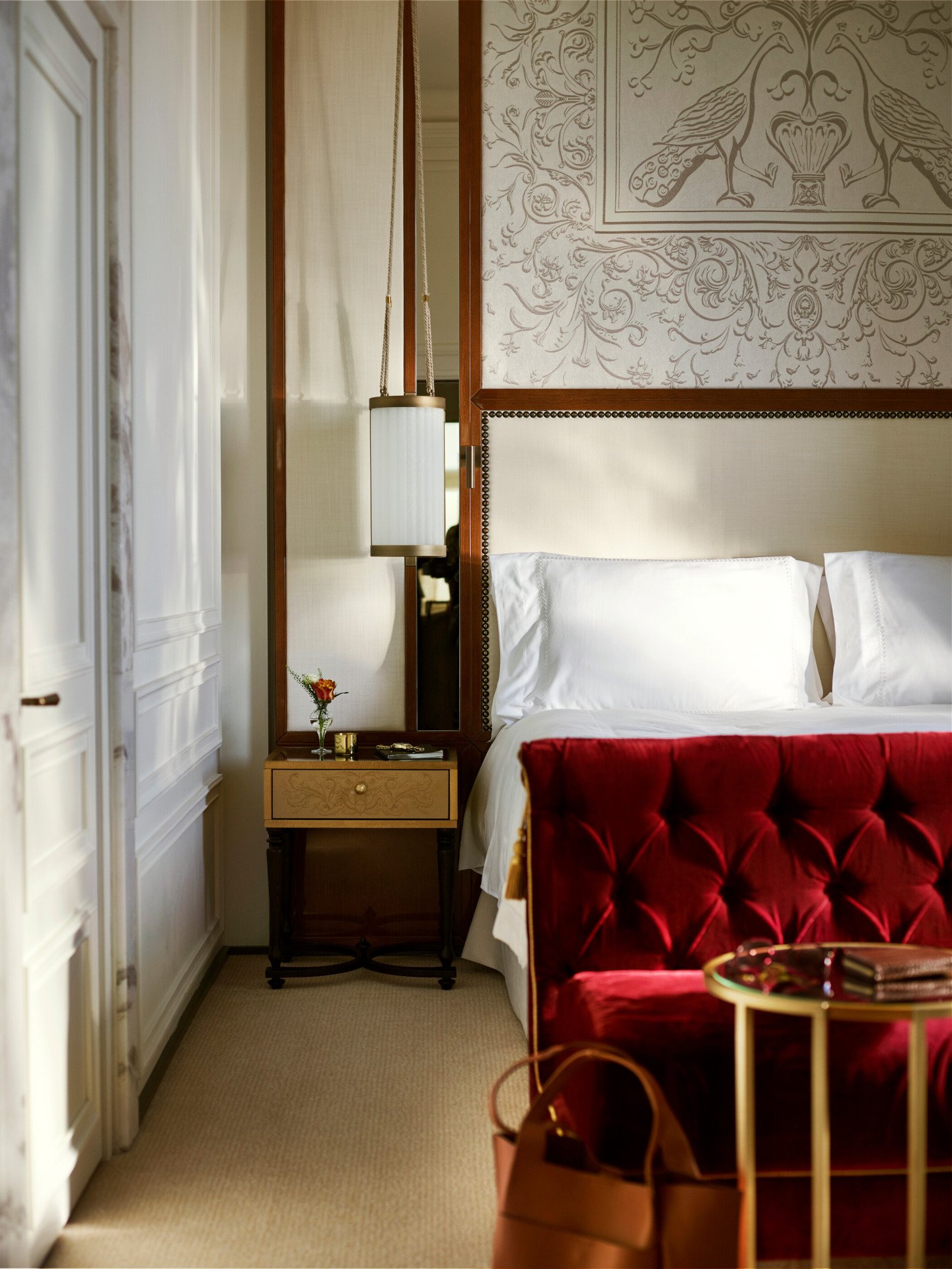 Elegant bedroom of Dolce Vita Suite at Hotel Eden, Rome