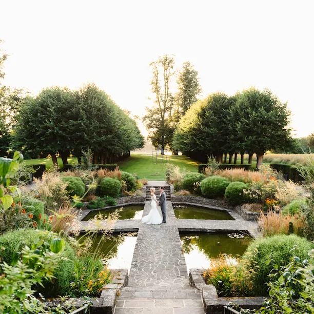 Coworth Park-Weddings-Sunken Gardencouple-Credit Fiona Kelly
