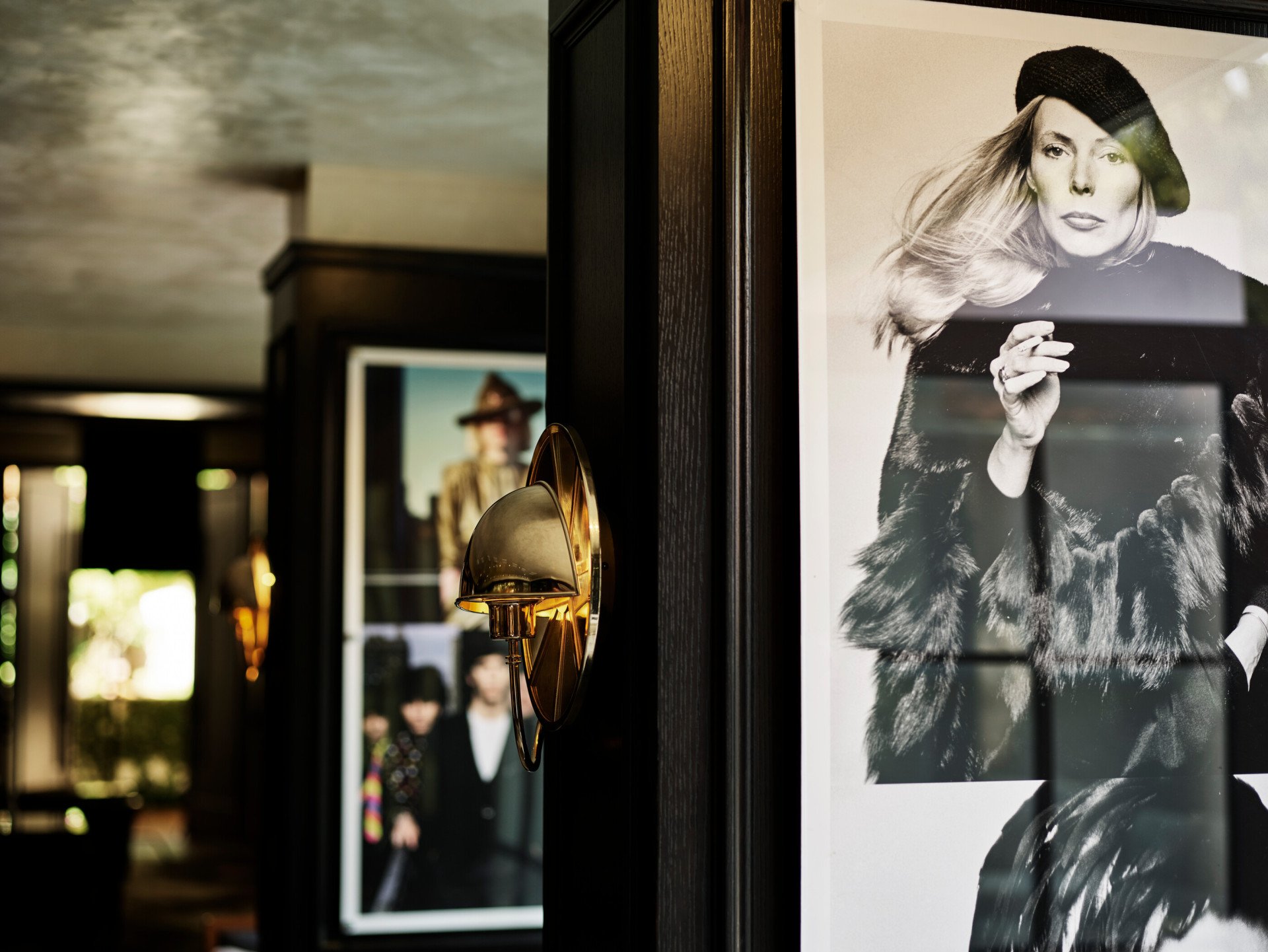 Bar at Hotel Bel-Air featuring iconic oversized celebrity photographs
