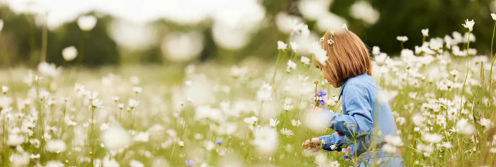 Children playing with flowers and wild flowers in the Coworth Park Grounds