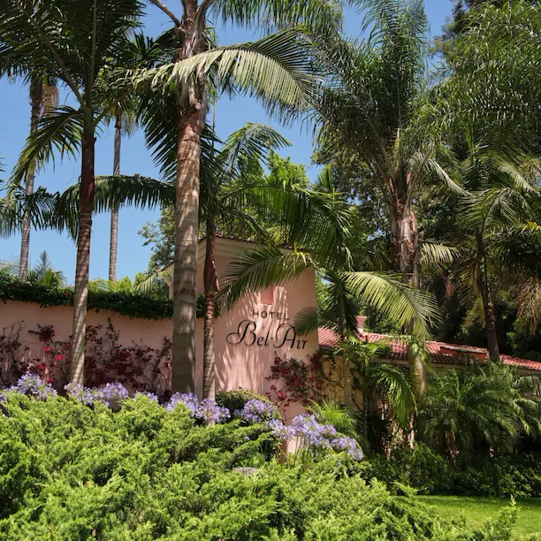 Exterior signage at Hotel Bel-Air, Los Angeles