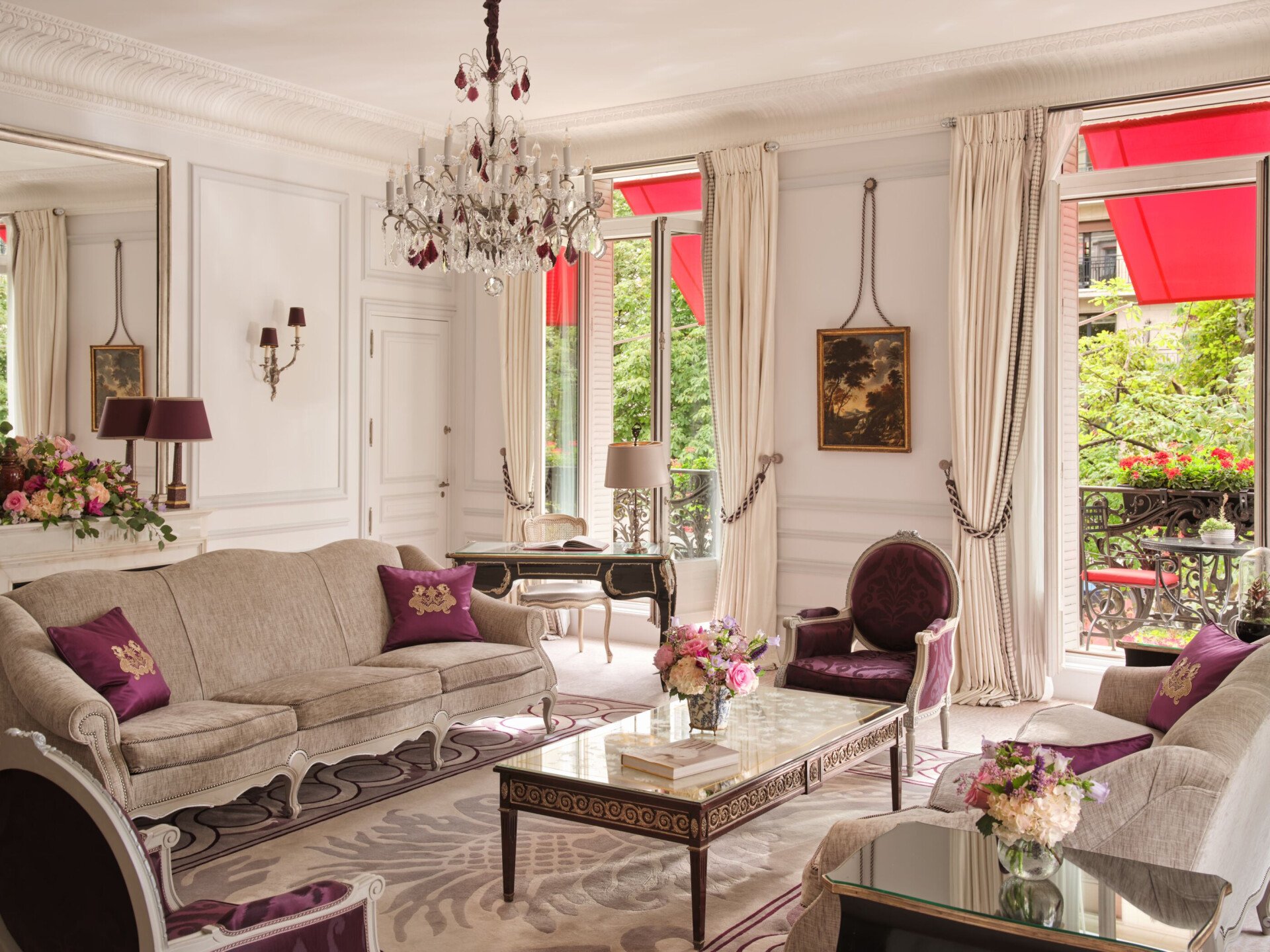 This is the lounge of the Eiffel Suite #261 at the Plaza Athénée.
