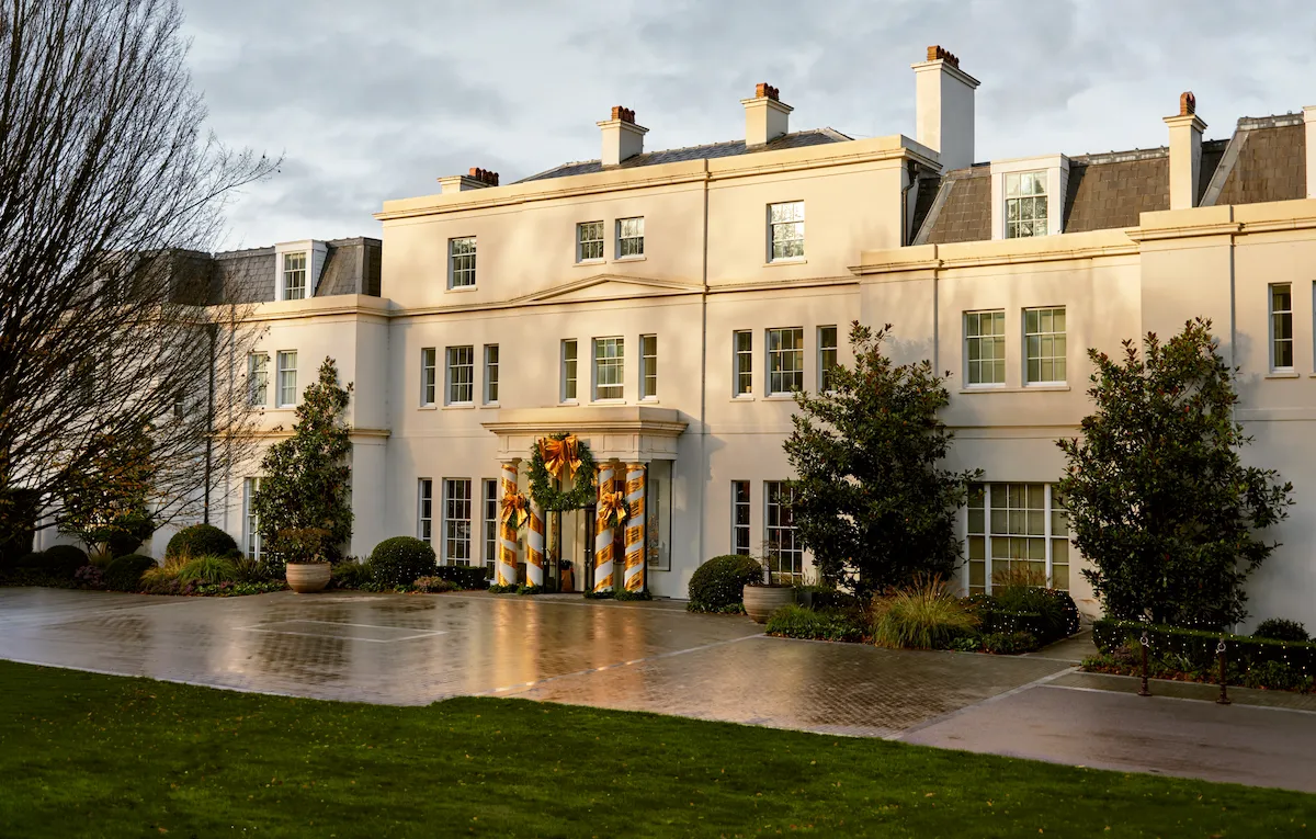 Festive daytime exterior shot at Coworth Park, Ascot