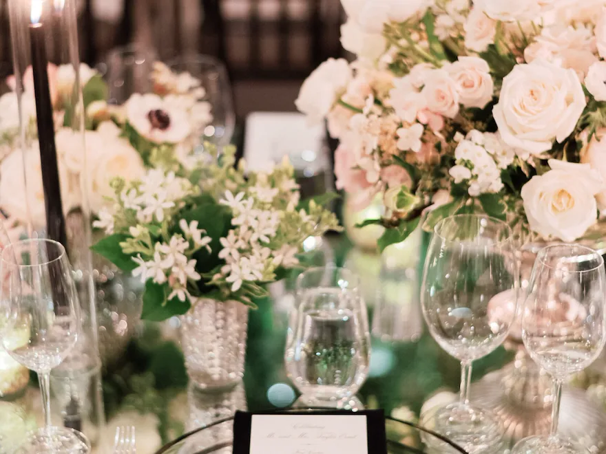 Floral centerpiece for a wedding at Hotel Bel-Air