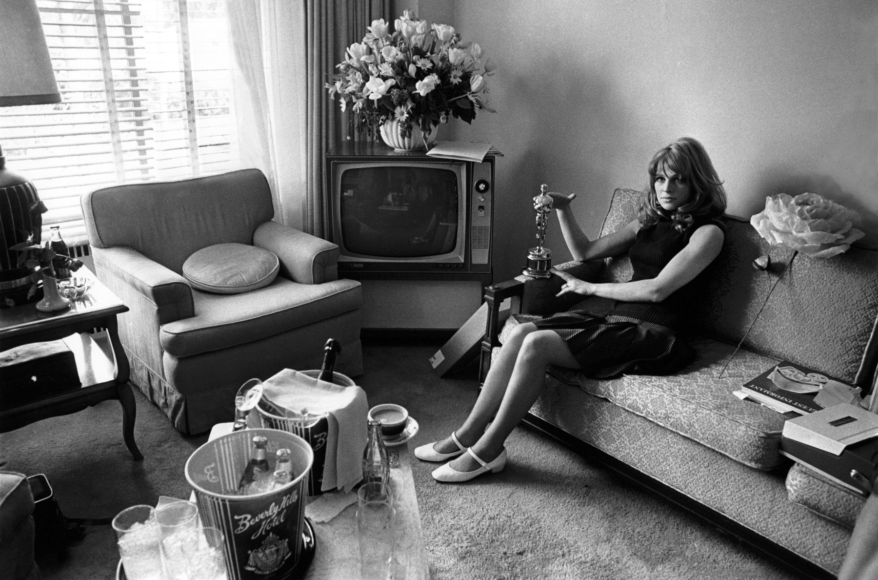 Photograph of Julie Christie shot by Harry Benson in a suite at The Beverly Hills Hotel