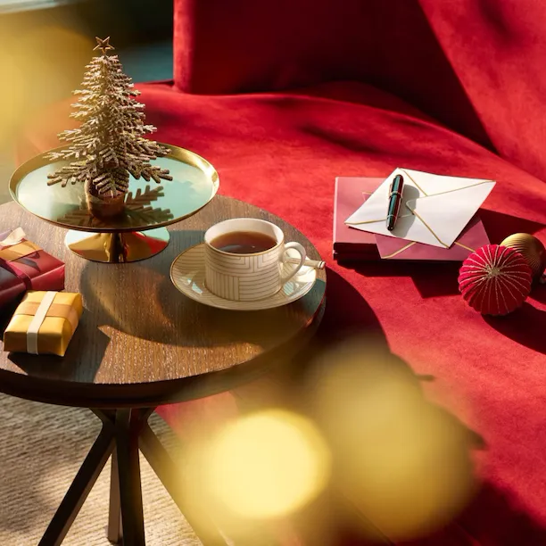 Close up of the decorated table in the room