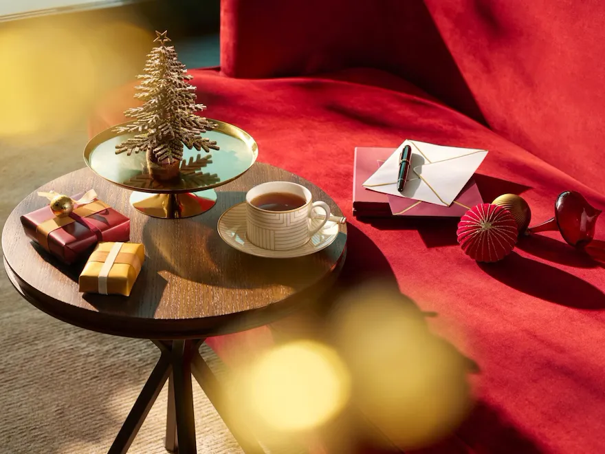 Close up of the decorated table in the room