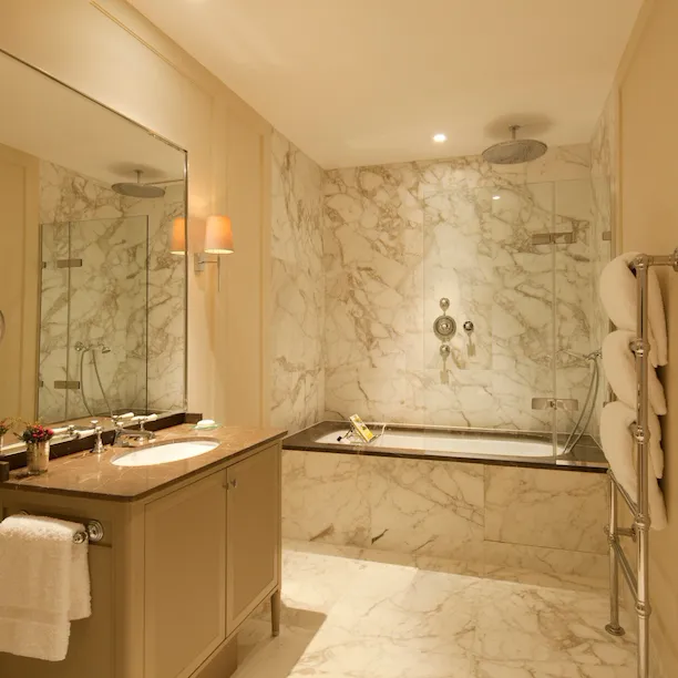 Bathroom interior of Mansion House superior room at Coworth Park, Ascot