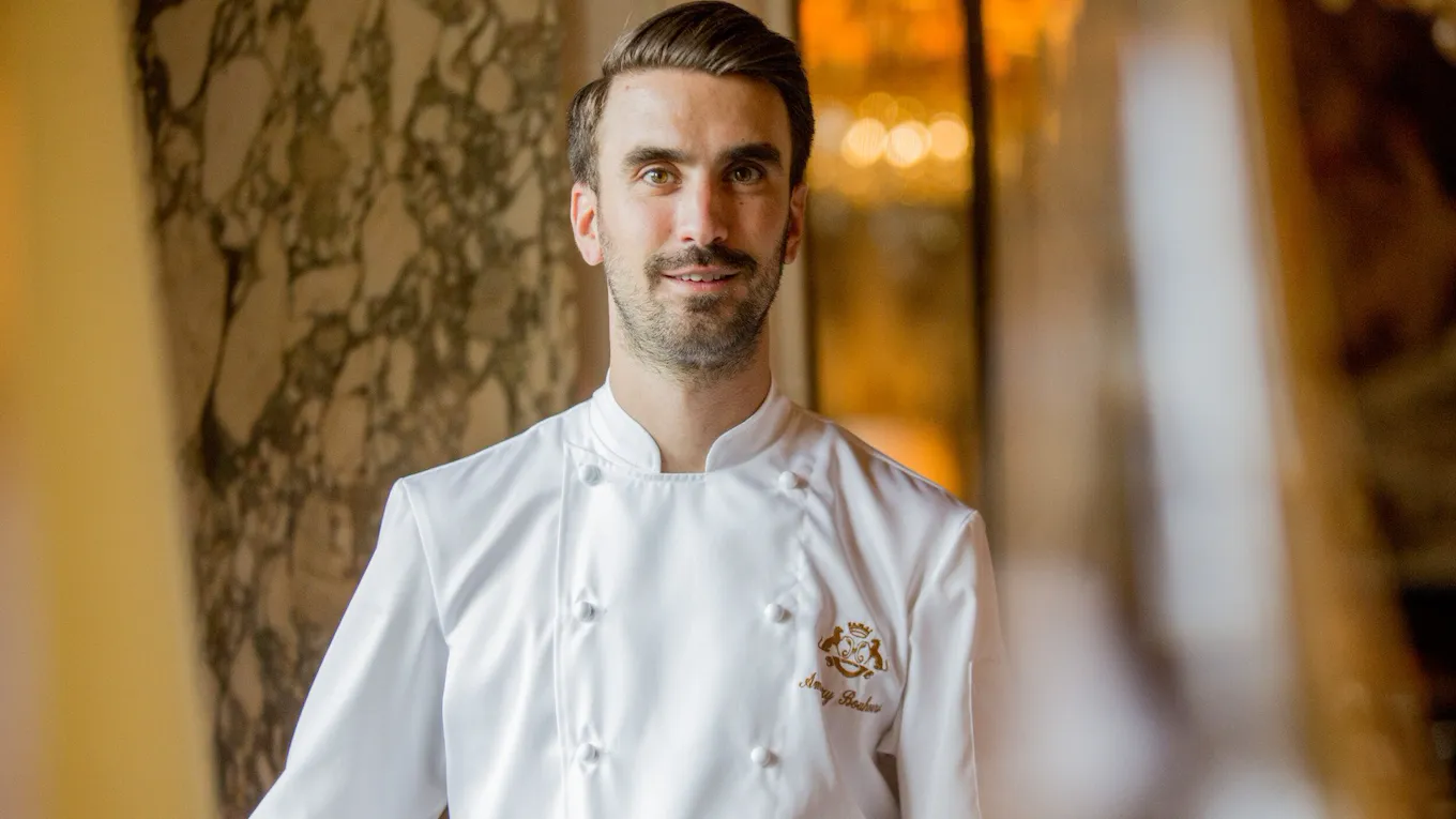 Portrait shot of Amaury Bouhours at Le Meurice, Paris.