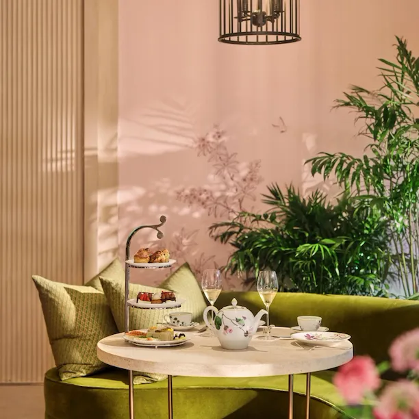 The Living Room at Hotel Bel-Air afternoon tea set up