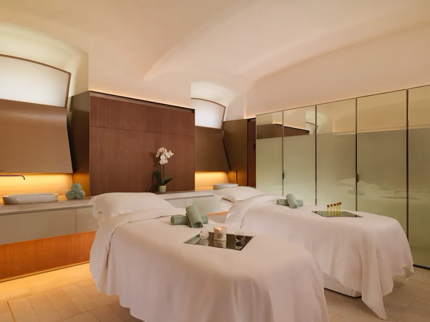 Couples' spa treatment beds at The Eden Spa at Hotel Eden, Rome