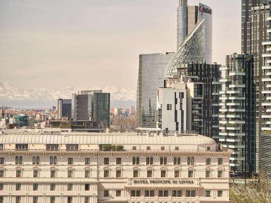 Hotel Facade and Porta Nuova district in the background