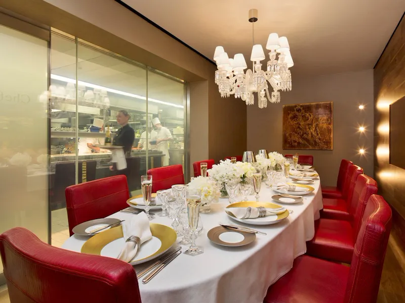Chef's Table at The Dorchester with the view towards kitchen
