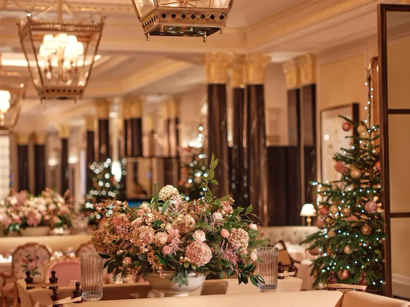 Images showing the Christmas decorations at The Dorchester