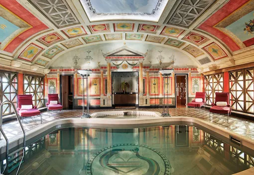 Presidential Suite private swimming pool, sauna and Turkish bath set in an opulent, hand-painted and mosaic tiled lounge