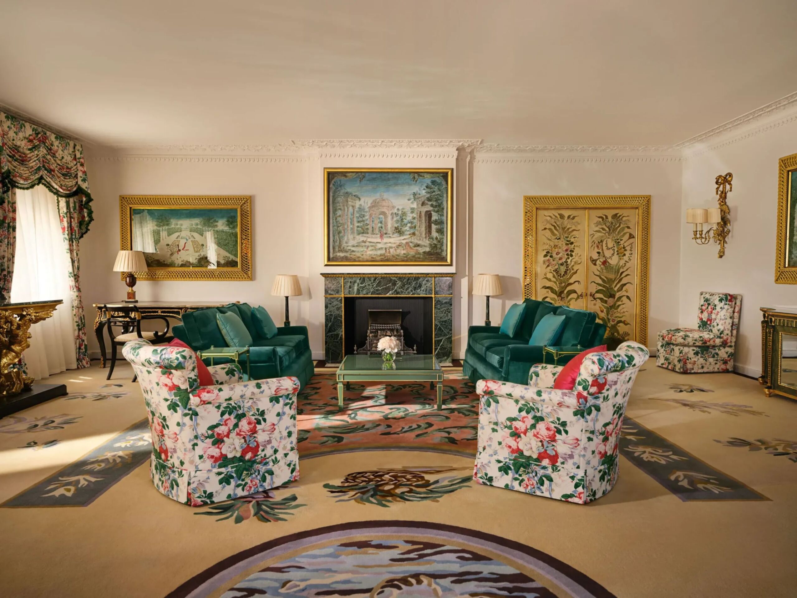 Oliver Messel suite at The Dorchester in afternoon light.