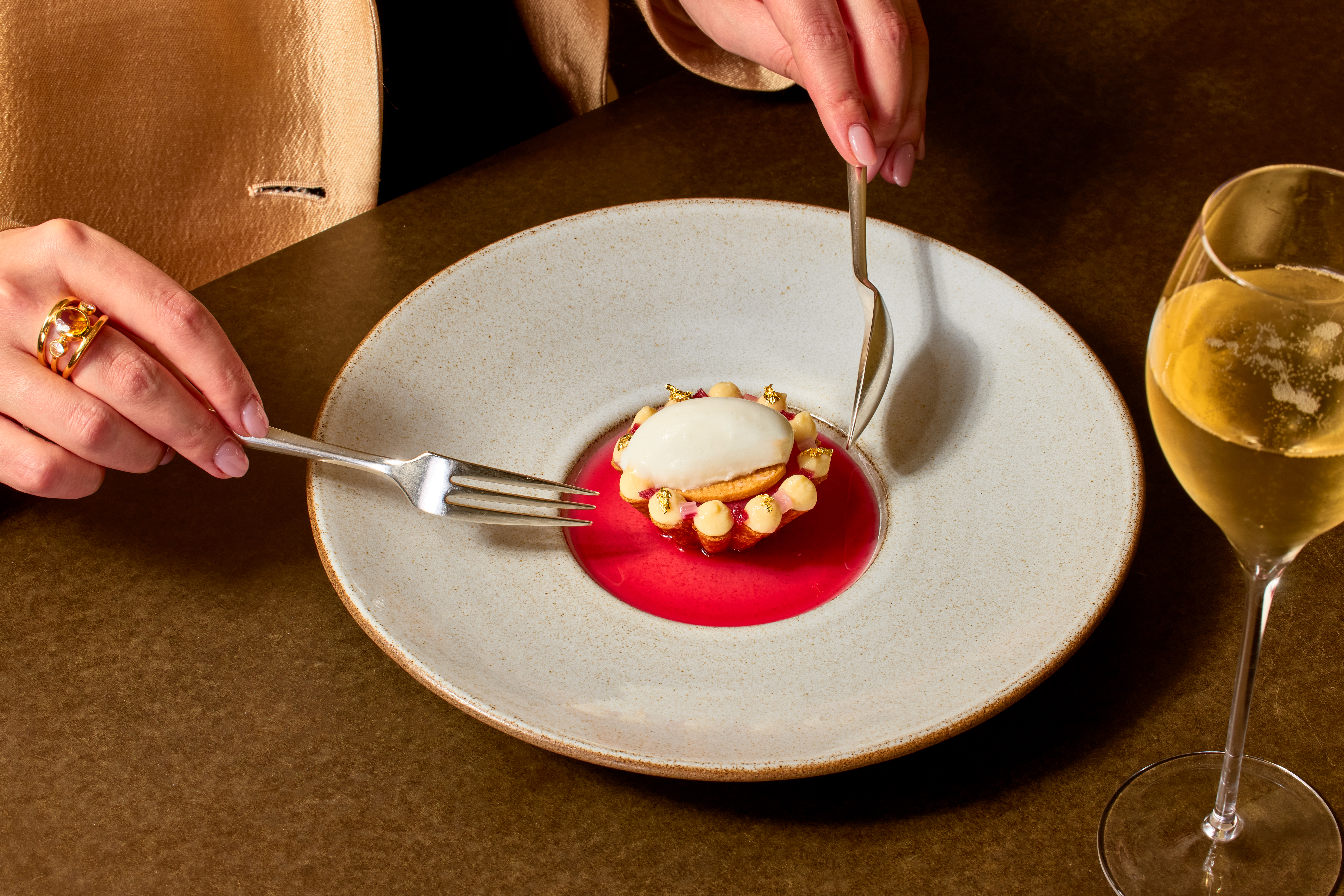 Woven by Adam Smith dessert at Coworth Park