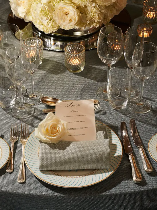 The Dorchester Ballroom set up for a beautiful evening event