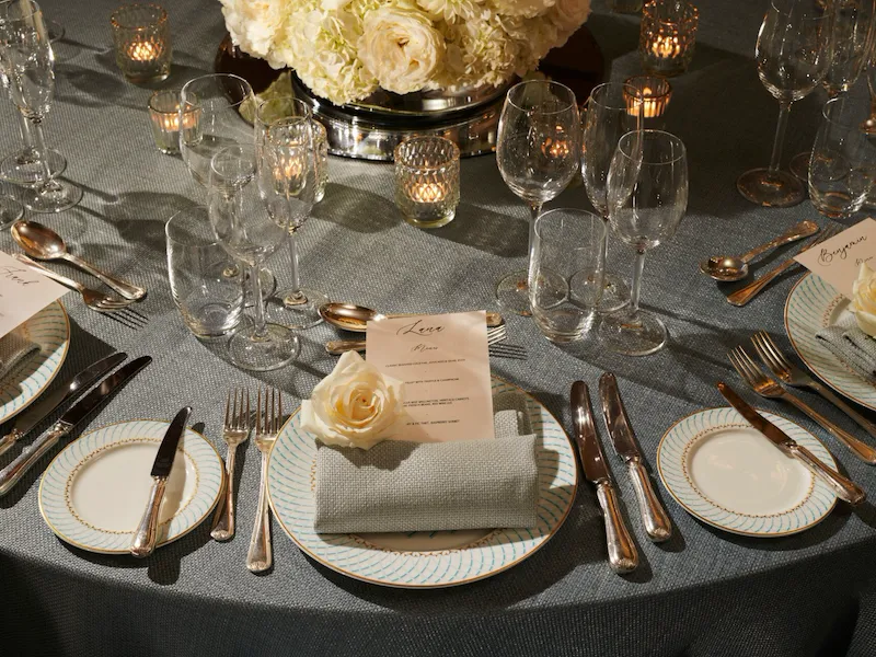 The Dorchester Ballroom set up for a beautiful evening event