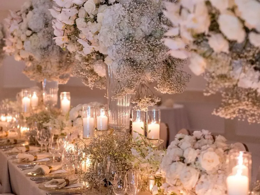 Garden ballroom wedding table décor