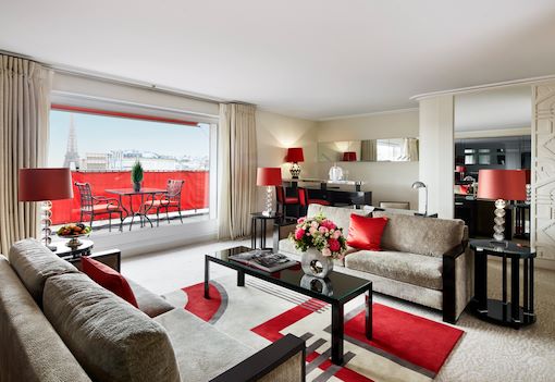 Apartment with balcony overlooking the Eiffel Tower, at the Plaza Athénée Hotel