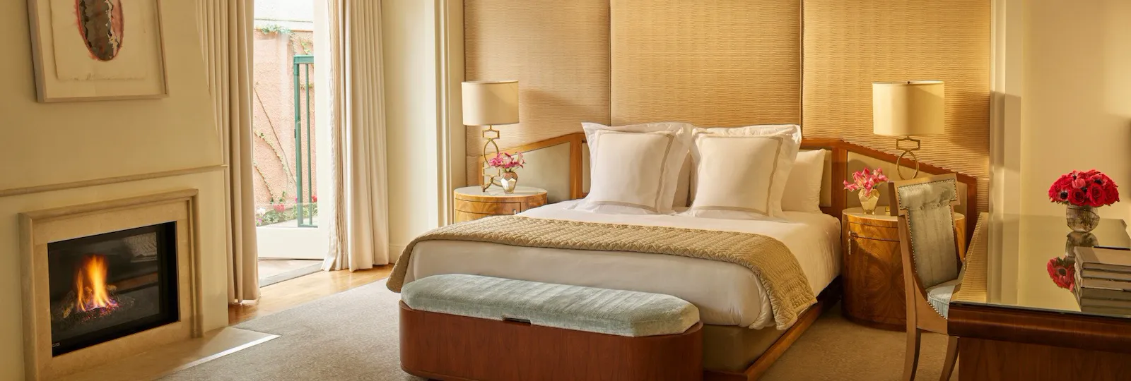 Master bedroom in presidential Bungalow 24A at The Beverly Hills Hotel