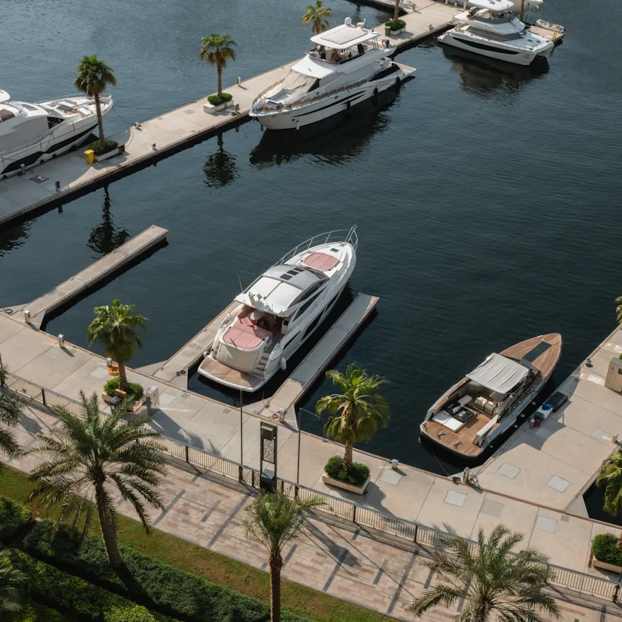 A shot of the boat from the hotel's POV