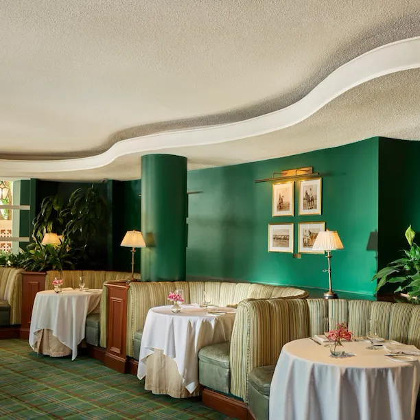 Booth in the Polo Lounge at The Beverly Hills Hotel