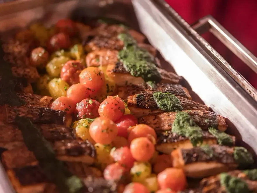 Banquet food station wedding reception