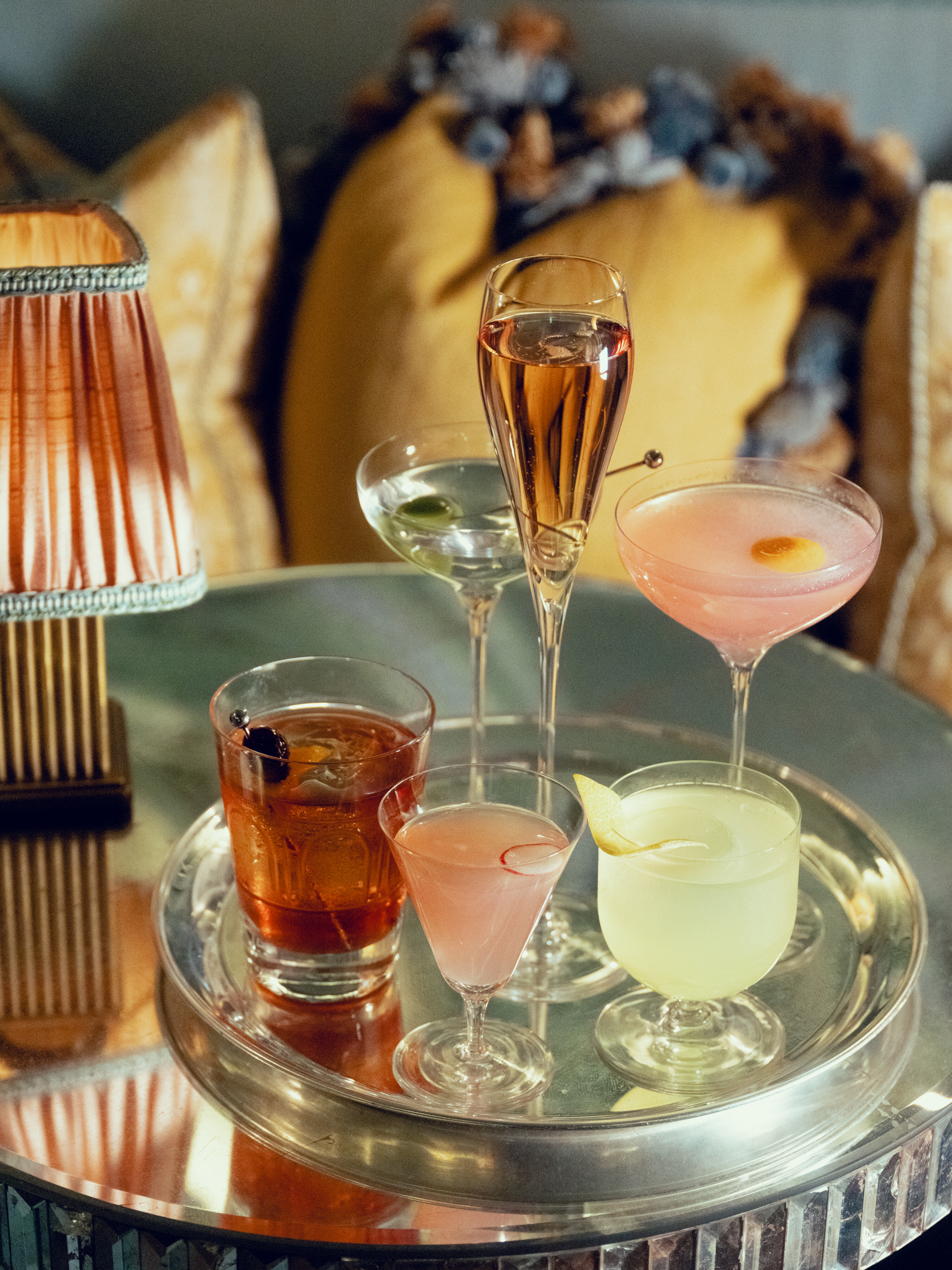 Vesper Bar tray of Cocktails