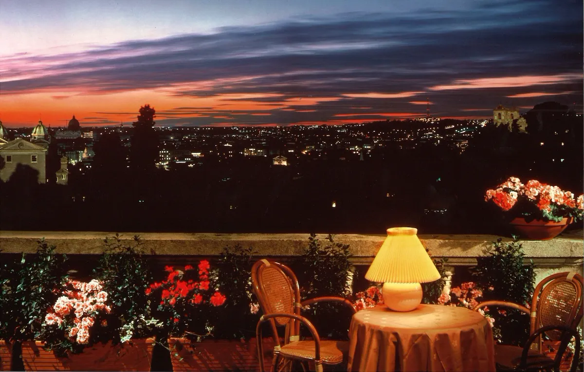 panoramic view at sunset form Il Giardino in the 60s