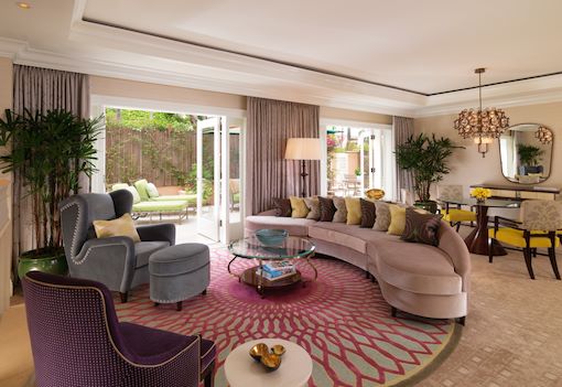 The Beverly Hills Hotel Grand Deluxe Suite Living Room Dorchester Collection
