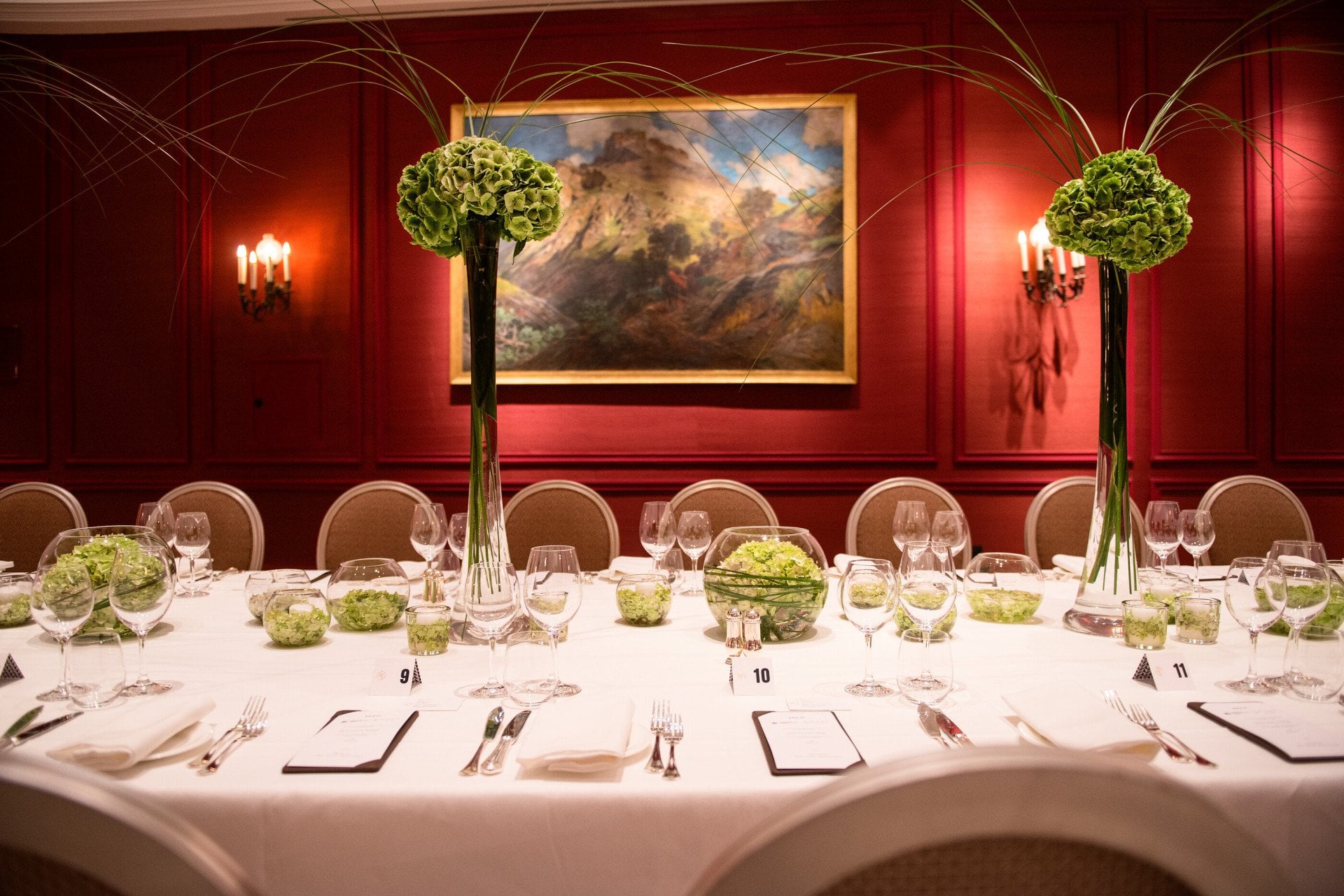 Banqueting setup for private dining at Sala Borghese at Hotel Eden, Rome